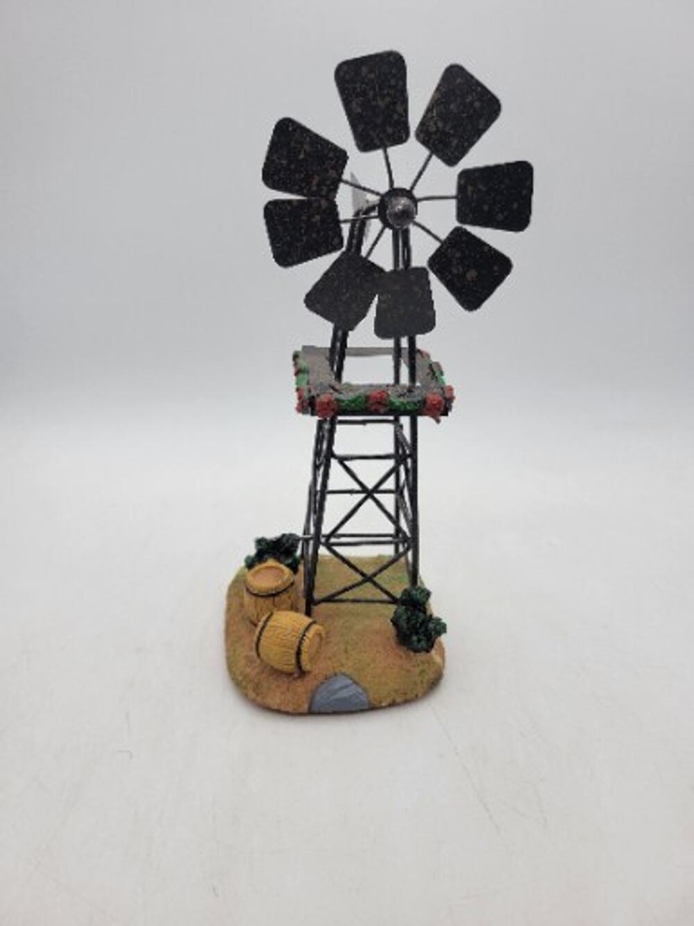 Holiday Time Windmill Barrell Bush Christmas village Decoration *Chip Dmg*